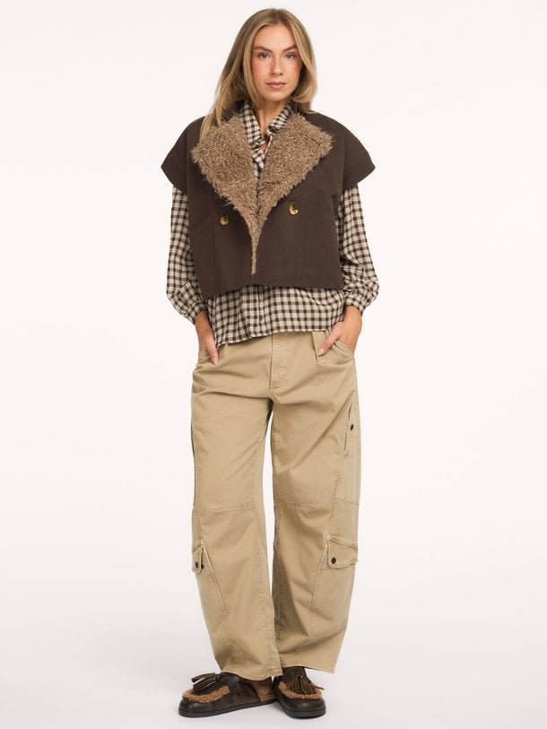 CILLY Waxed poncho Top Cilly, katoenmix gilet