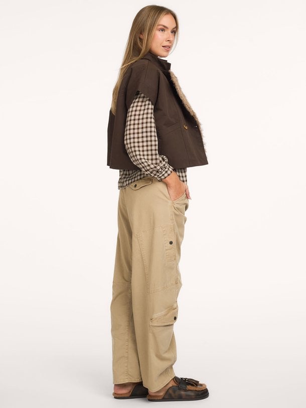 CILLY Waxed poncho Top Cilly, katoenmix gilet
