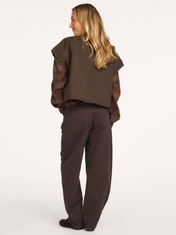 CILLY Waxed poncho Top Cilly, katoenmix gilet