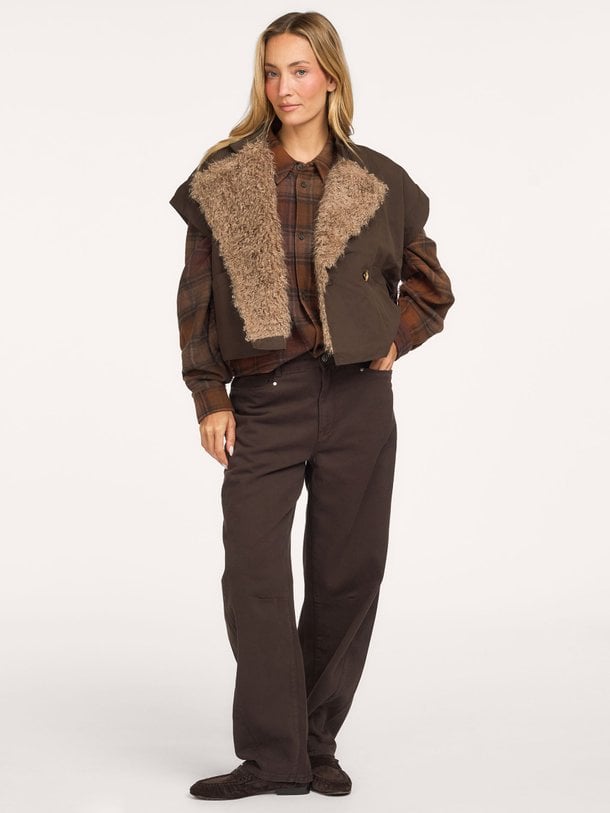 CILLY Waxed poncho Top Cilly, katoenmix gilet