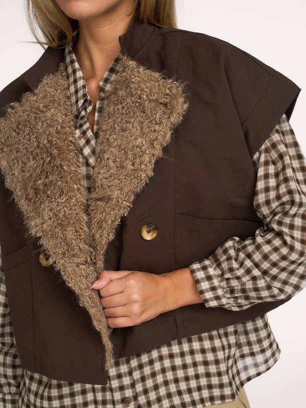 CILLY Waxed poncho Top Cilly, katoenmix gilet