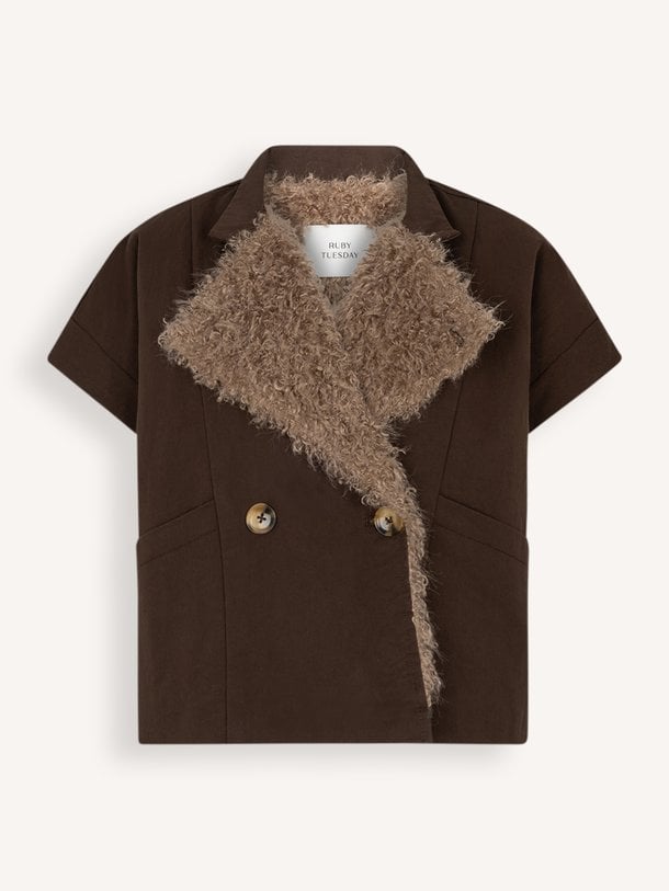 CILLY Waxed poncho Top Cilly, katoenmix gilet