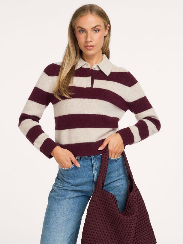ROYCE STRIPE Royce, cashmere gestreepte polo trui