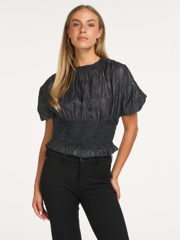 mela lurex blouse Mela, katoenmix top met lurex