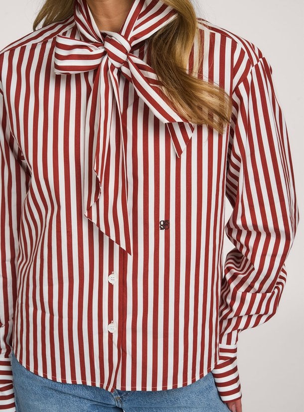 Ivez bow stripe blouse Ivez, katoenen gestreepte blouse