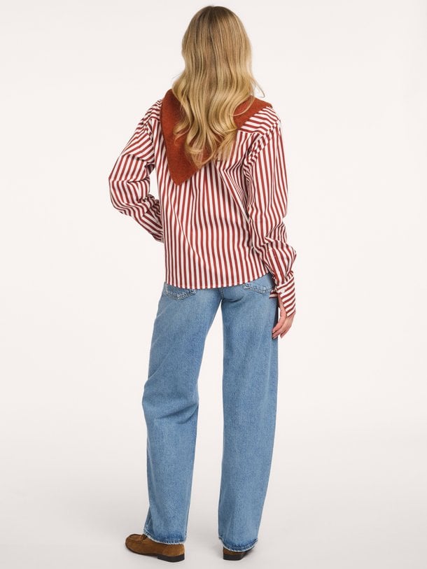 Ivez bow stripe blouse Ivez, katoenen gestreepte blouse