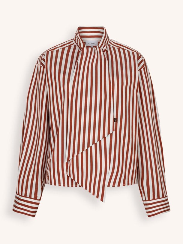Ivez bow stripe blouse Ivez, katoenen gestreepte blouse