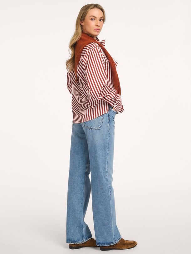 Ivez bow stripe blouse Ivez, katoenen gestreepte blouse