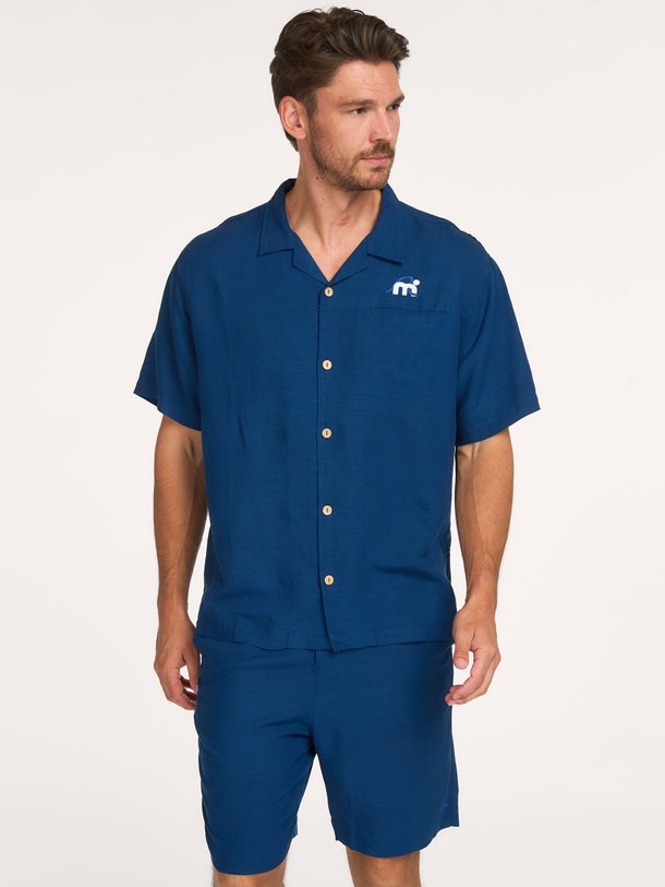 Viscose/linnenmix overhemd met logo