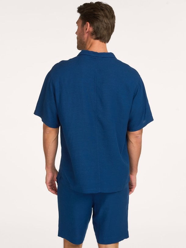 Viscose/linnenmix overhemd met logo
