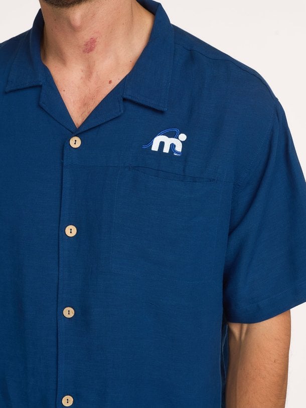 Viscose/linnenmix overhemd met logo