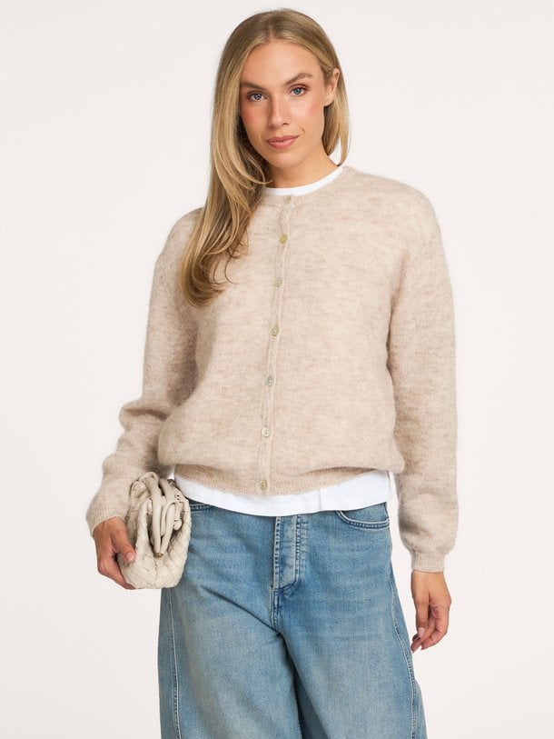 Bibi cardigan Bibi, wol/mohairmix gemeleerd vest