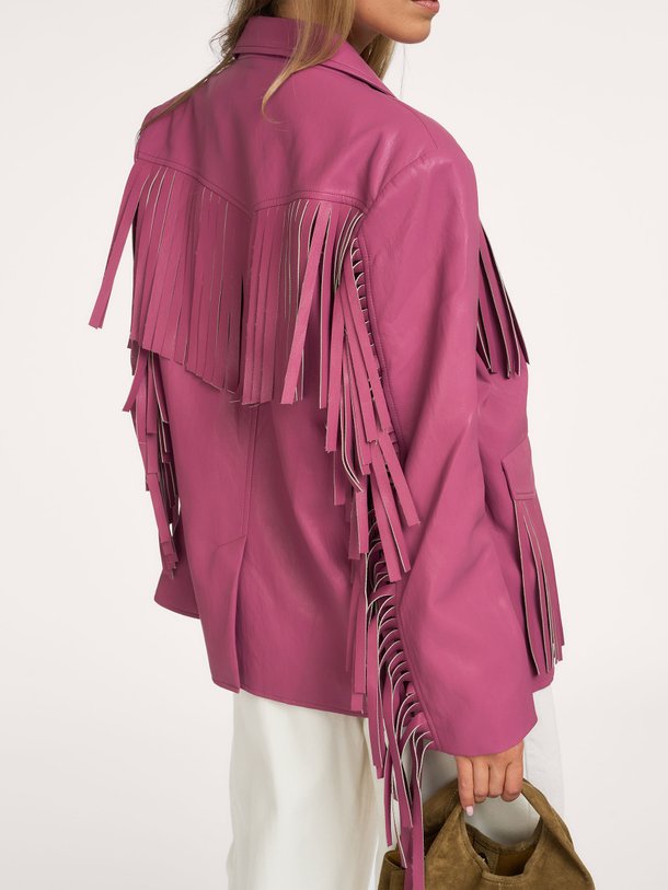CASEY-BL Casey, leatherlook blazer met franjes