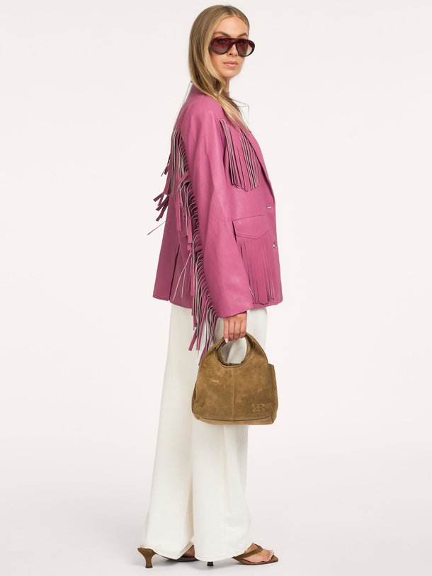CASEY-BL Casey, leatherlook blazer met franjes