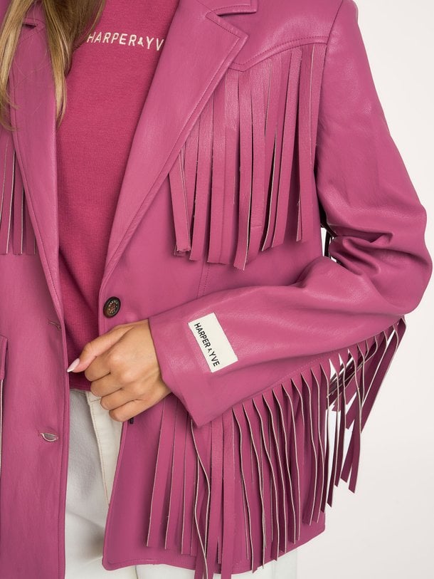 CASEY-BL Casey, leatherlook blazer met franjes