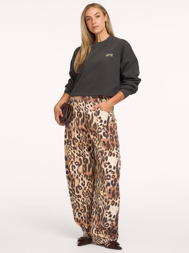 ARDEN-PA Arden, high waist barrel fit leopard jeans