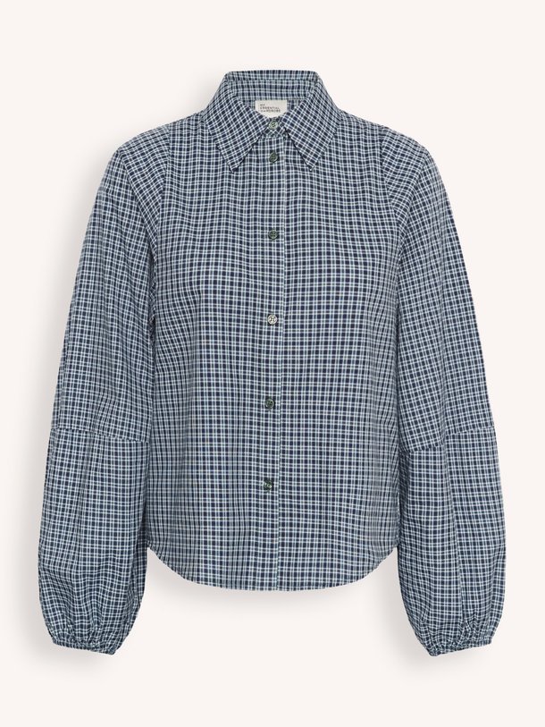 MWIlse Balloon Sleeve Shirt Ilse, katoenen geruite blouse