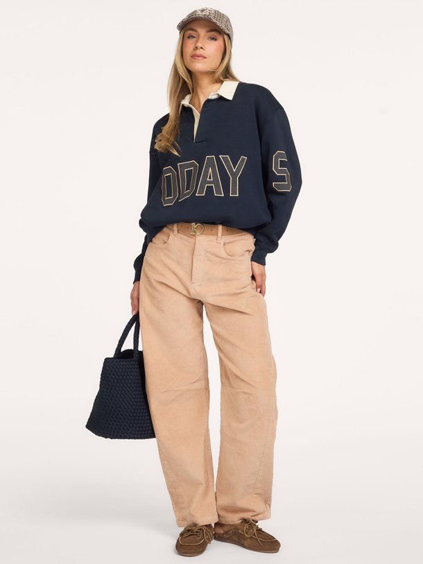 western pants cord Katoenmix rib barrel broek