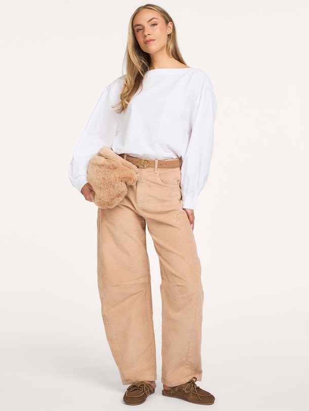 western pants cord Katoenmix rib barrel broek