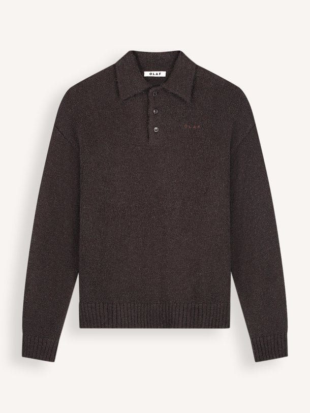 OVERSIZED KNITTED POLO Wolmix polo trui