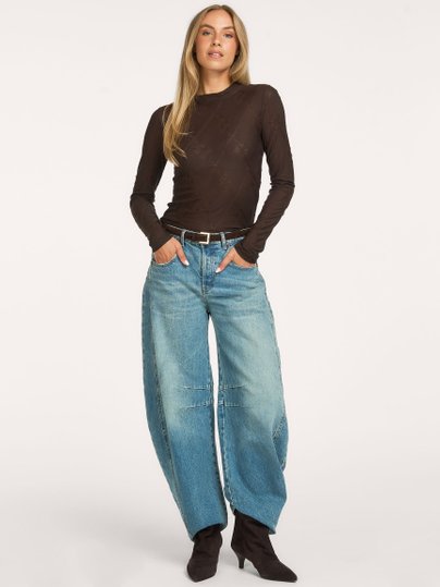 Aliana Aliana, mid waist barrel fit non-stretch jeans