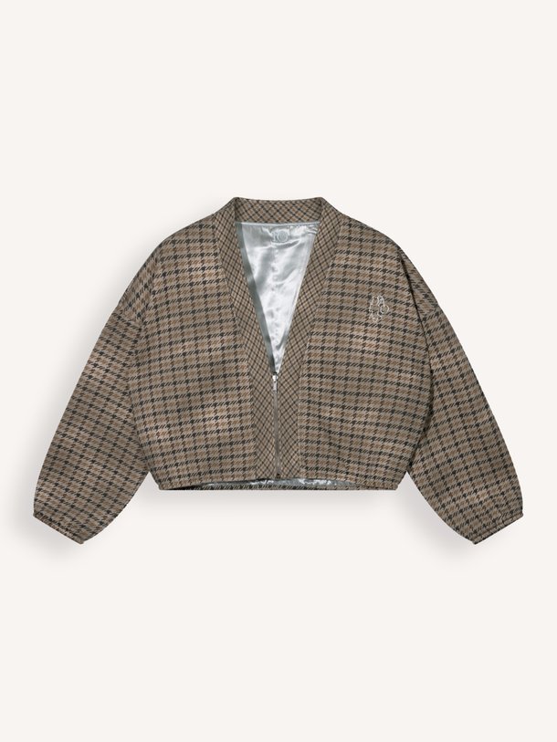 check cardigan reversible Katoenmix reversible jasje