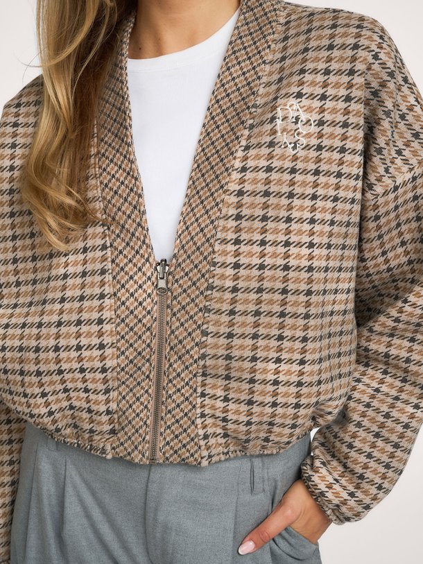 check cardigan reversible Katoenmix reversible jasje