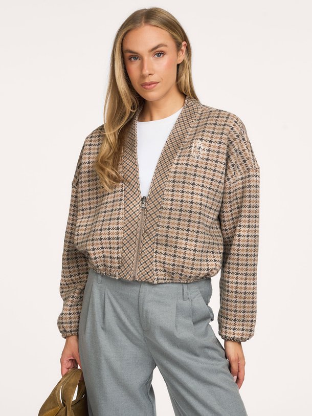 check cardigan reversible Katoenmix reversible jasje