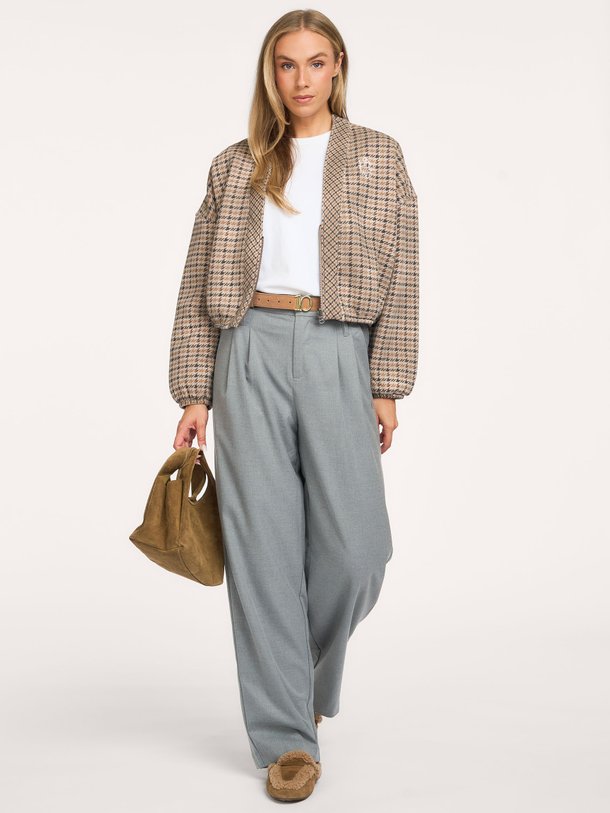 check cardigan reversible Katoenmix reversible jasje