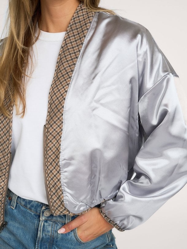 check cardigan reversible Katoenmix reversible jasje