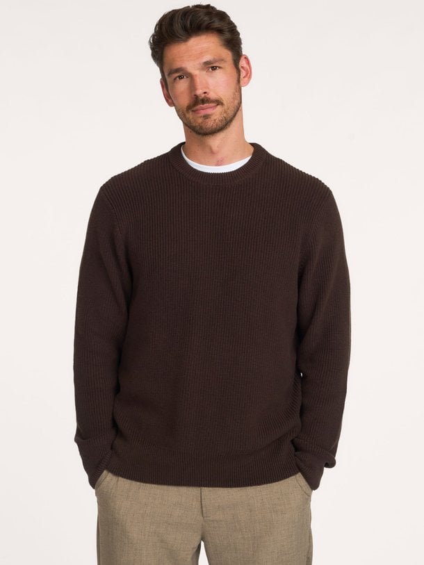 Rib Crewneck Knit Katoenen rib trui