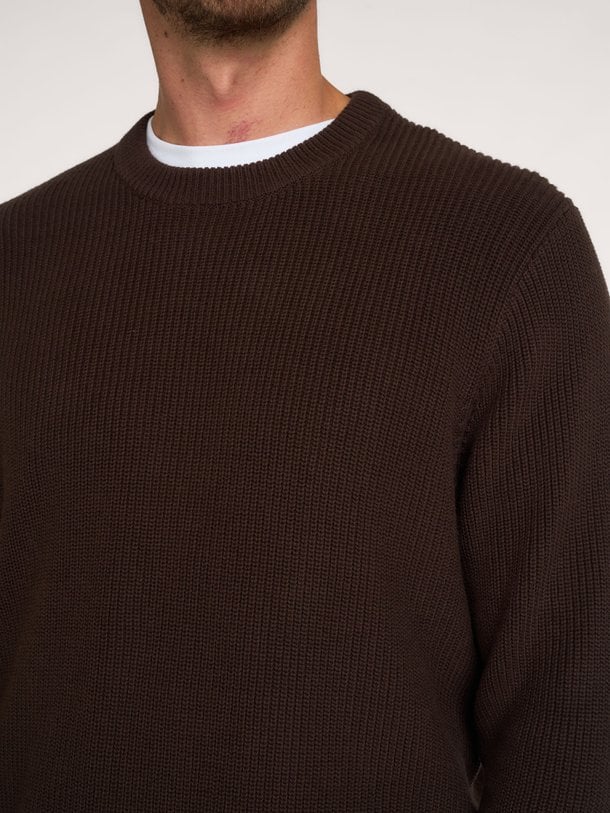 Rib Crewneck Knit Katoenen rib trui