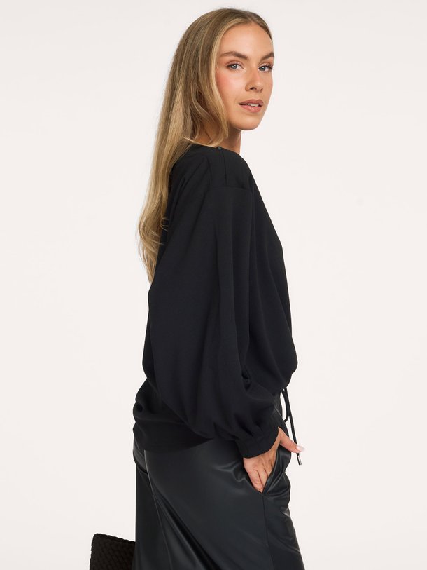 boatneck blouse crepe Geweven top