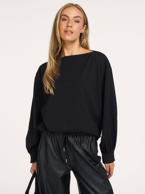 boatneck blouse crepe Geweven top