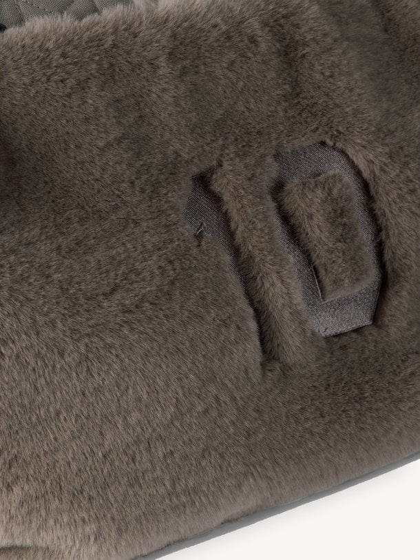 Geweven shopper met fake fur