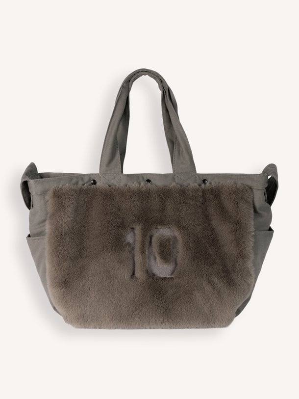 Geweven shopper met fake fur