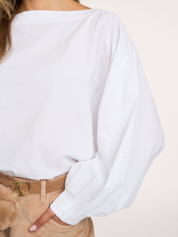 boatneck blouse poplin Katoenen top