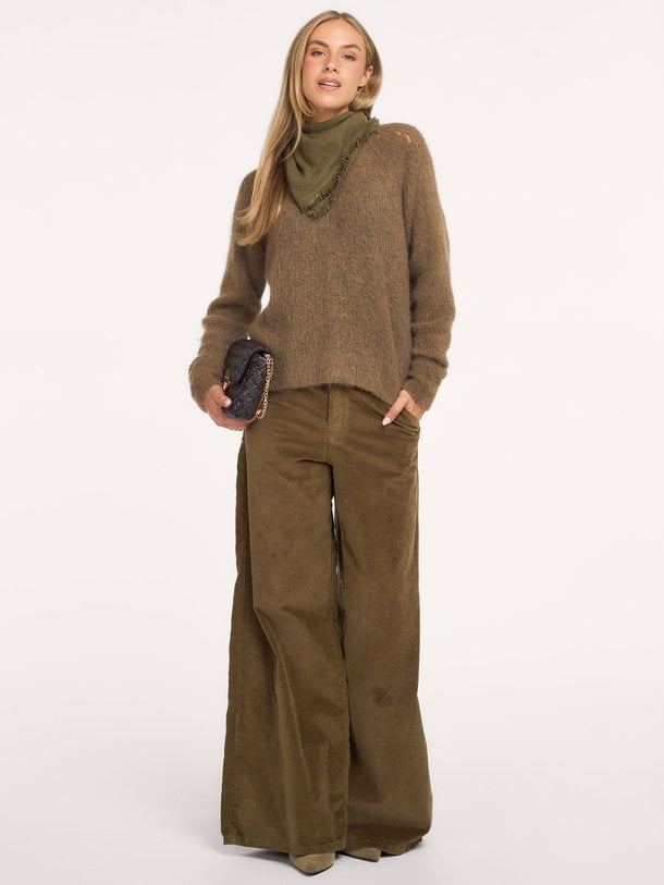 New Marlene, katoenmix wide leg ribcord broek