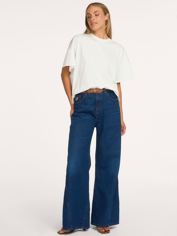 Skater, high waist loose fit non-stretch jeans