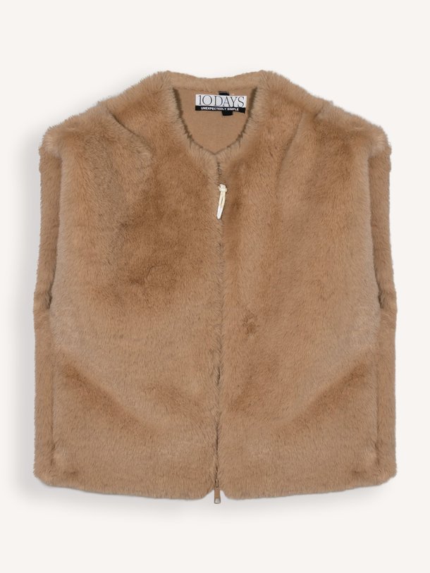 sleeveless fluffy vest Fake fur gilet