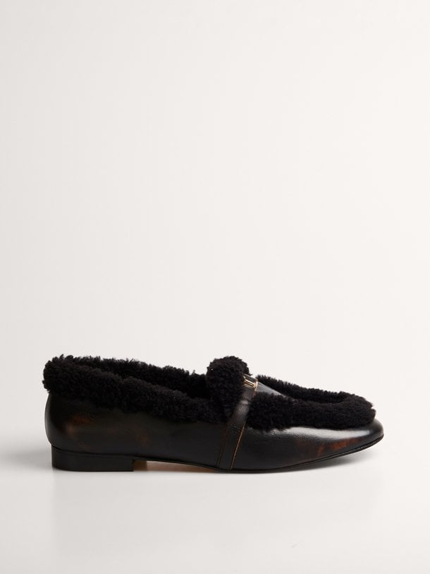 Lily, lederen shearling loafers