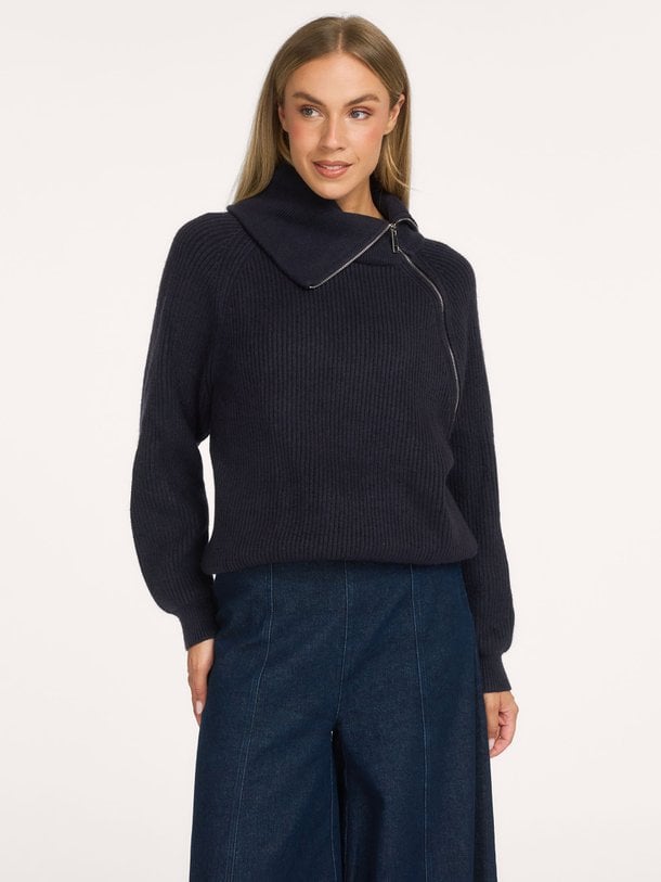RowCC Rib Zip Roll-Neck Knit Row, gebreide trui
