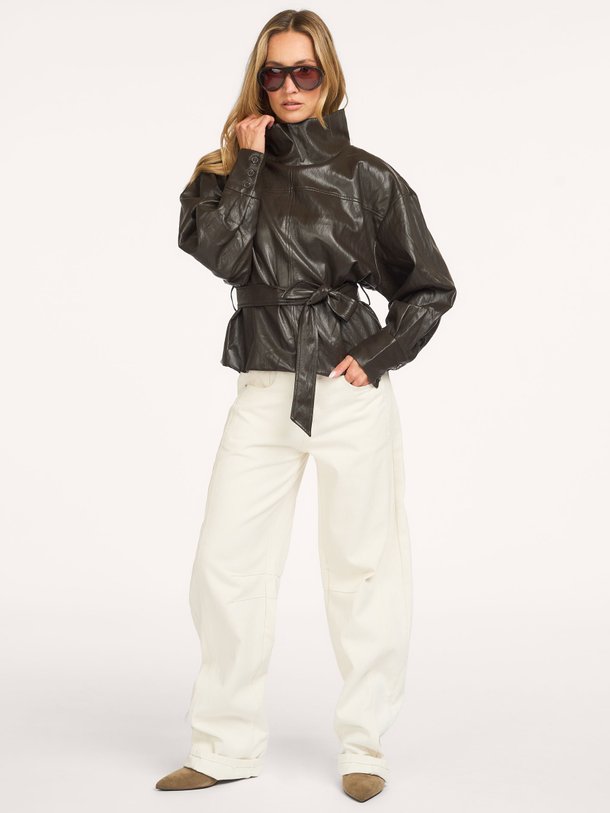 GittCC Funnel Neck Blouse Gitt, leatherlook top