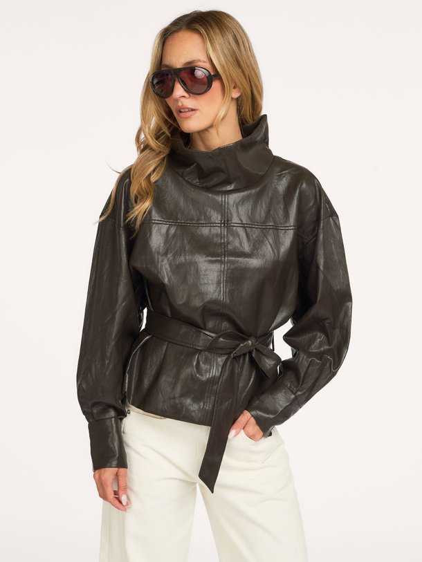 GittCC Funnel Neck Blouse Gitt, leatherlook top