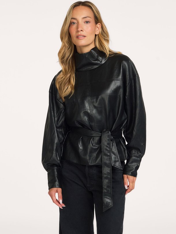 GittCC Funnel Neck Blouse Gitt, leatherlook top
