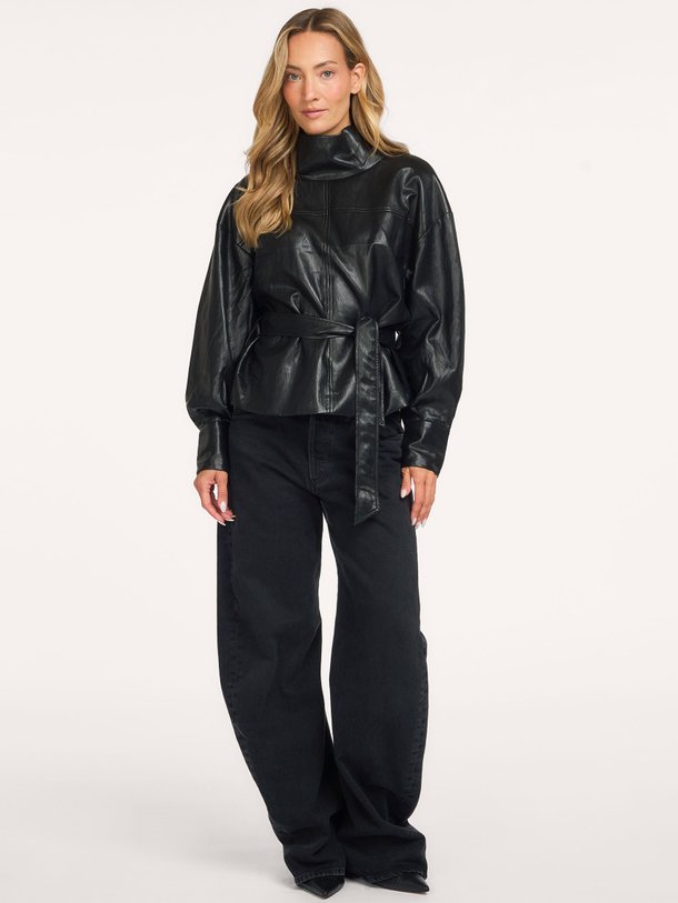 GittCC Funnel Neck Blouse Gitt, leatherlook top