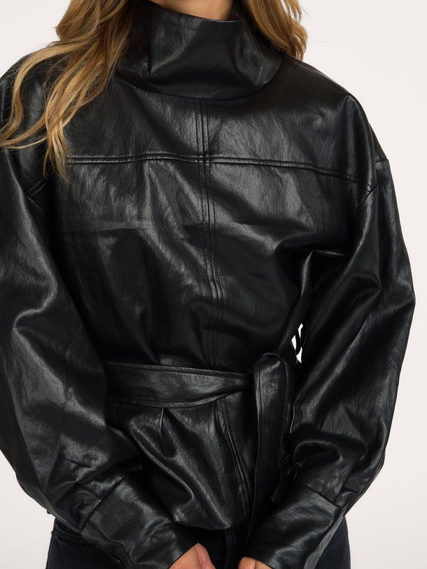 GittCC Funnel Neck Blouse Gitt, leatherlook top