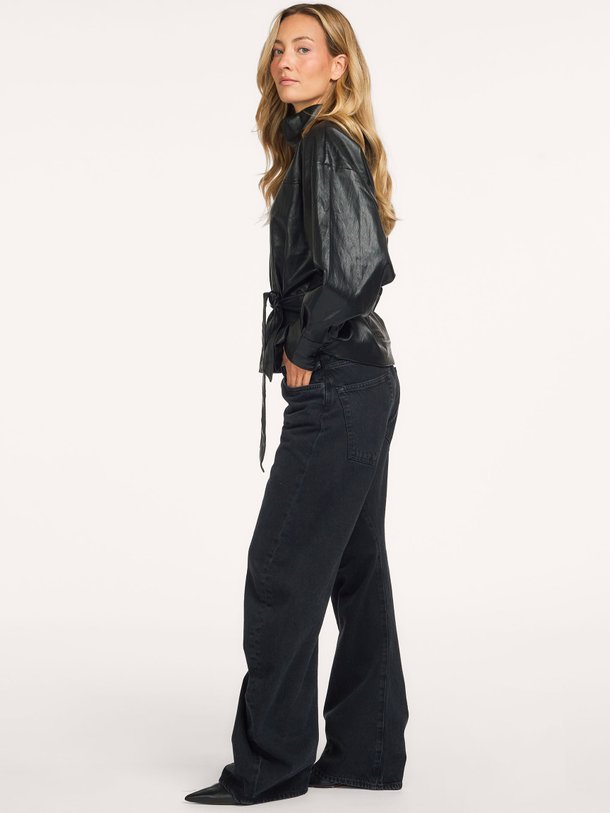 GittCC Funnel Neck Blouse Gitt, leatherlook top