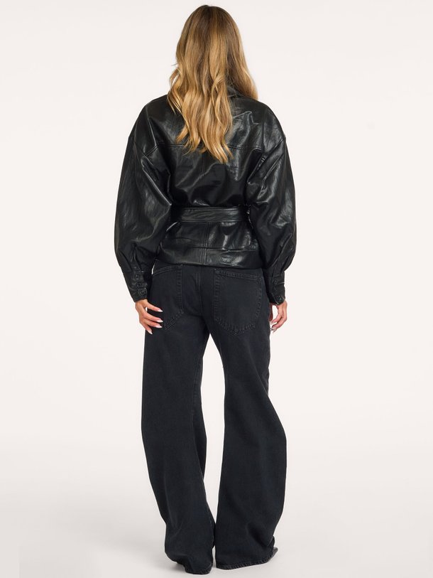 GittCC Funnel Neck Blouse Gitt, leatherlook top