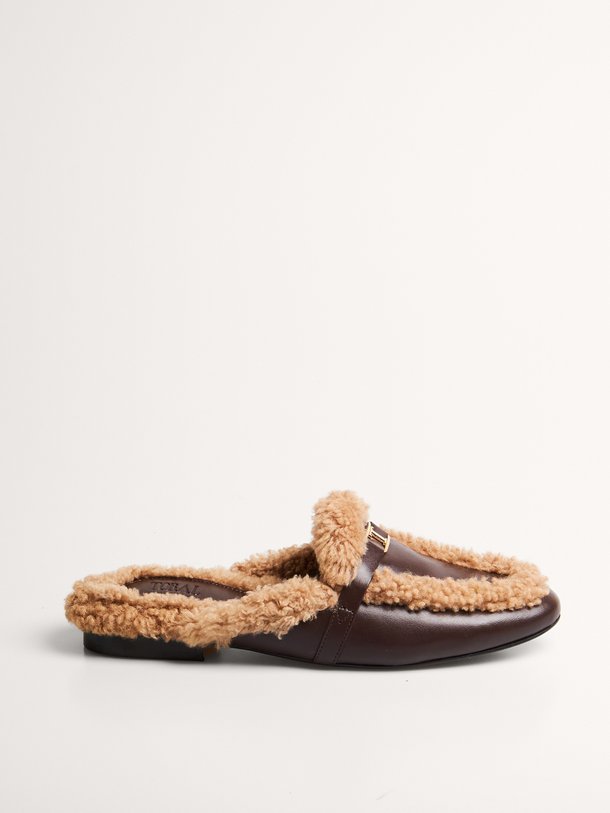 Daphne, lederen shearling loafers
